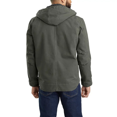 Carhartt Bartlett relaxed fit dark olive green hooded jacket with fleece collar