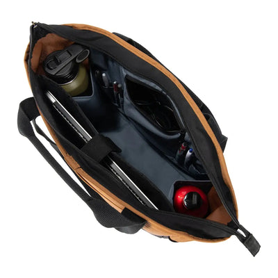 Carhartt classic laptop tote in brown leather with black accents