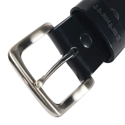Carhartt classic leather buckle belt in black with silver buckle