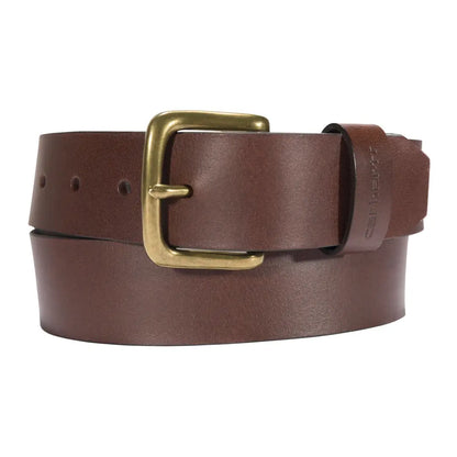 Carhartt classic leather buckle belt with brown leather and brass buckle