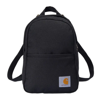 Black Carhartt Classic Mini Backpack with yellow logo and adjustable straps