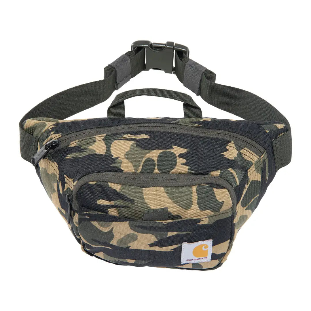 Carhartt Classic Waist Pack in camo print with black strap and buckle