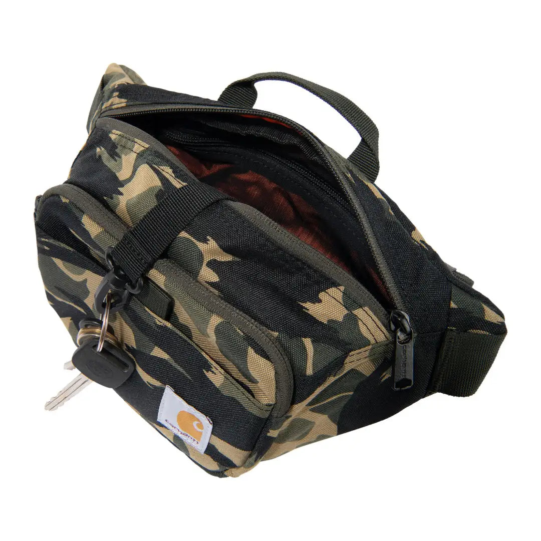 Camo Carhartt Classic Waist Pack with black accents and zipper