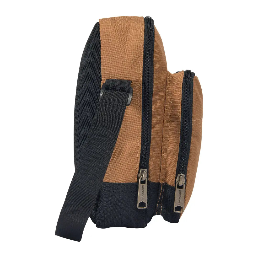 Carhartt crossbody zip bag in brown and black with adjustable strap