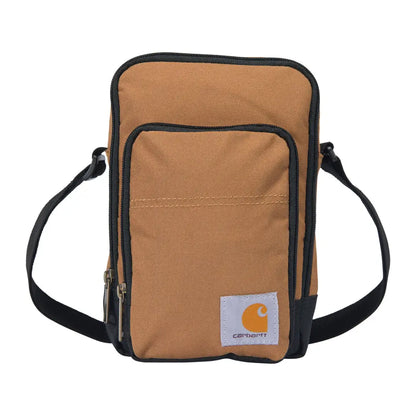 Brown Carhartt crossbody zip bag with black accents and logo