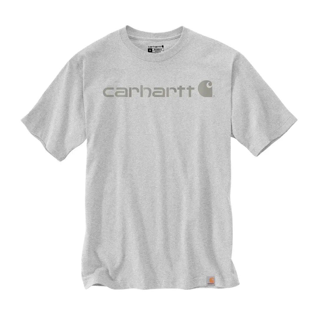 Heather gray Carhartt Dearborn Relaxed Logo T-Shirt for outdoors hunting