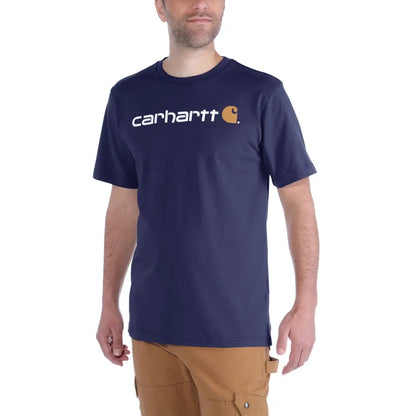 Navy blue Carhartt Dearborn relaxed logo t-shirt for outdoors and hunting