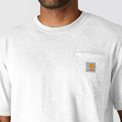 Carhartt Dearborn relaxed pocket t-shirt in heather gray with orange logo for outdoors and hunting