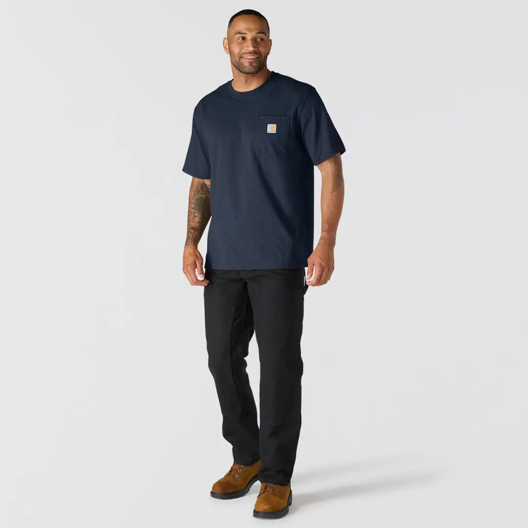 Navy blue Carhartt Dearborn relaxed pocket t-shirt for outdoors hunting