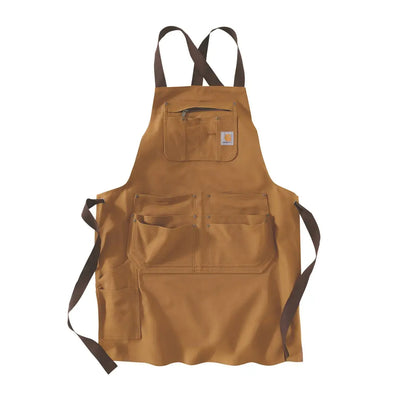 Brown canvas work apron from Carhartt Firm Duck Apron for country clothing and outdoors