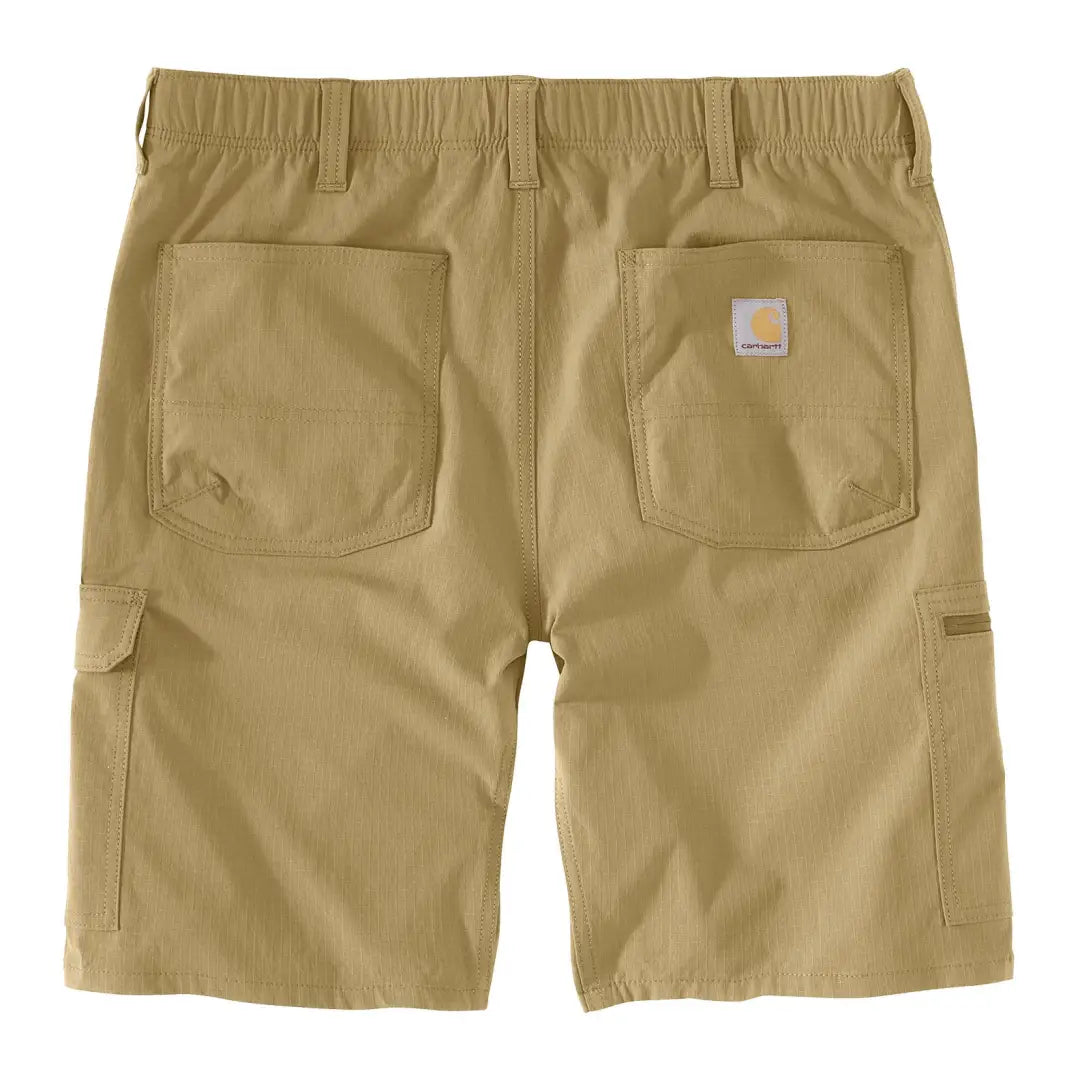 Tan Carhartt Force cargo shorts with utility pockets for hunting
