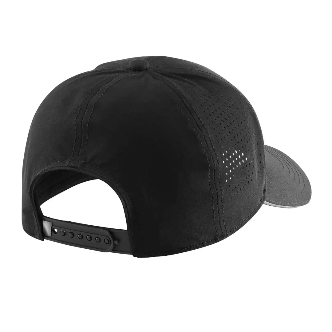 Black Carhartt Force Prescott cap with perforated panels and gray brim