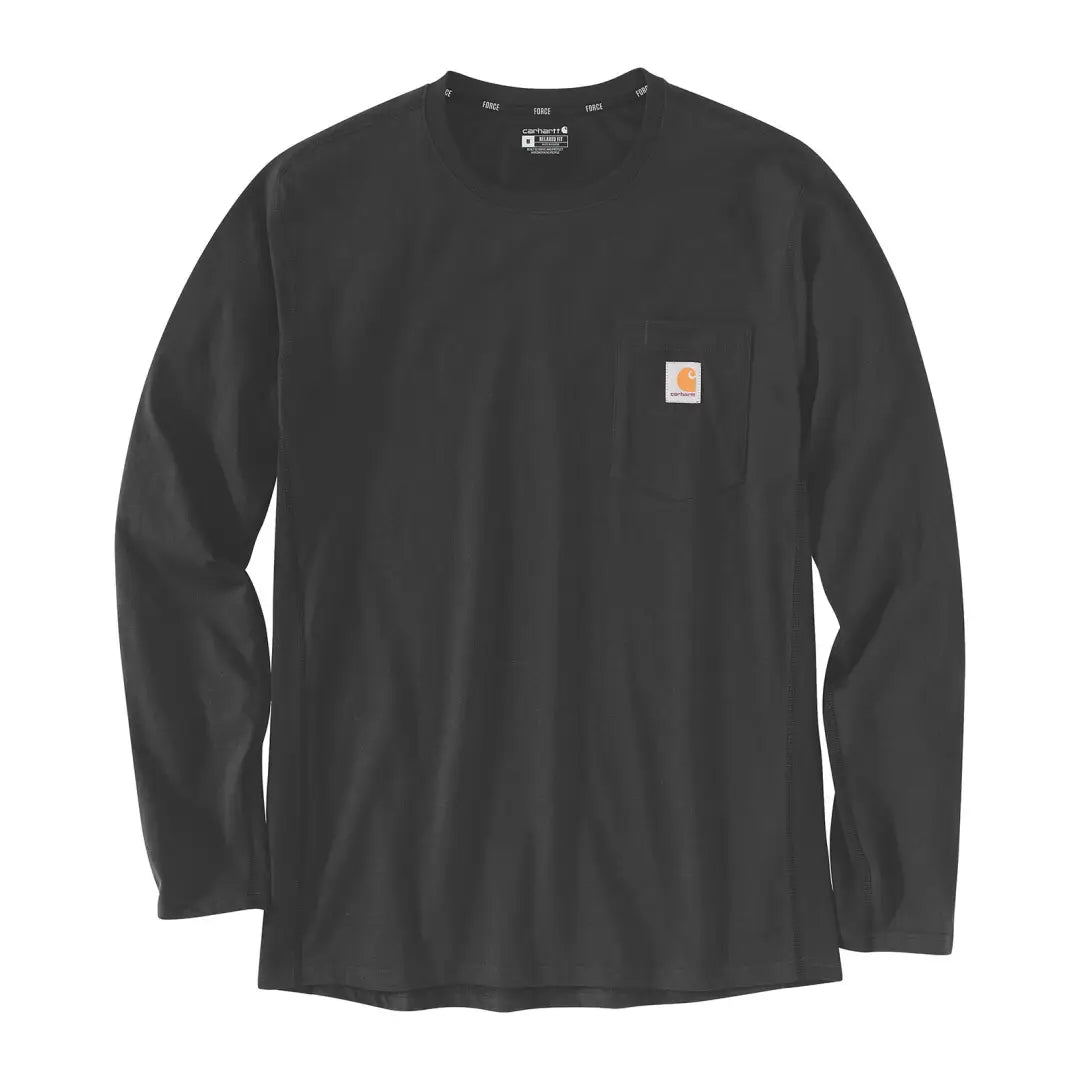 Black Carhartt Force Relaxed Long Sleeve Pocket T-Shirt for comfy casual wear