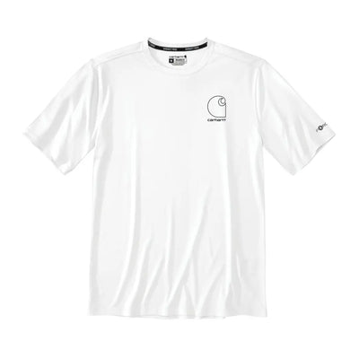White Carhartt Force Sun Defender t-shirt with black minimalist logo