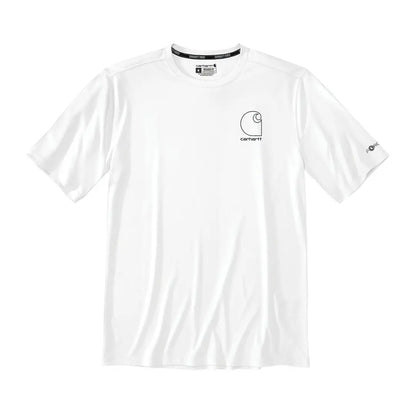 White Carhartt Force Sun Defender t-shirt with black minimalist logo
