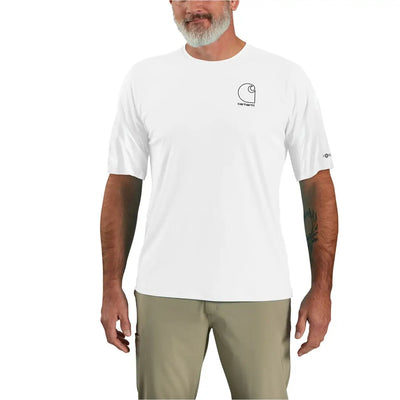 White Carhartt Force Sun Defender logo t-shirt with black chest print