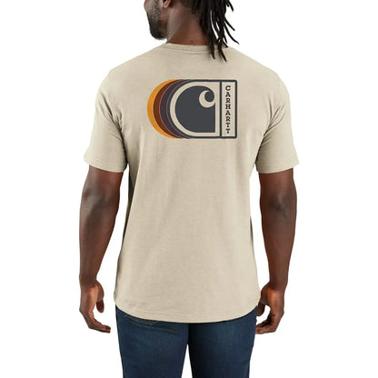 Tan Carhartt Graphic Short Sleeve T-Shirt with logo, perfect for country clothing and outdoors fun