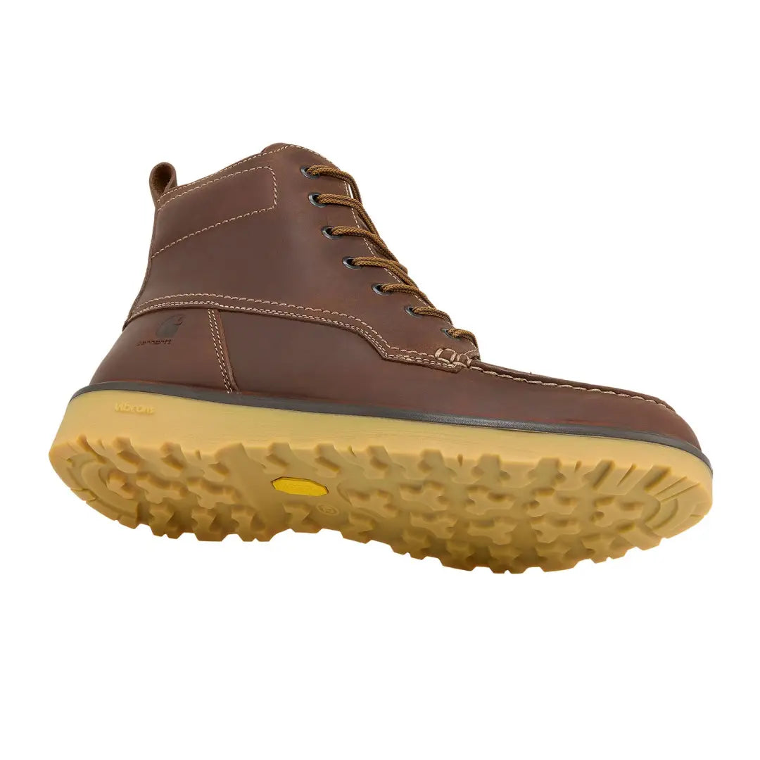 Brown leather work boot from Carhartt Greenfields Rugged Flex series for durability