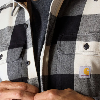 Carhartt loose fit long sleeve plaid shirt in black, gray, cream