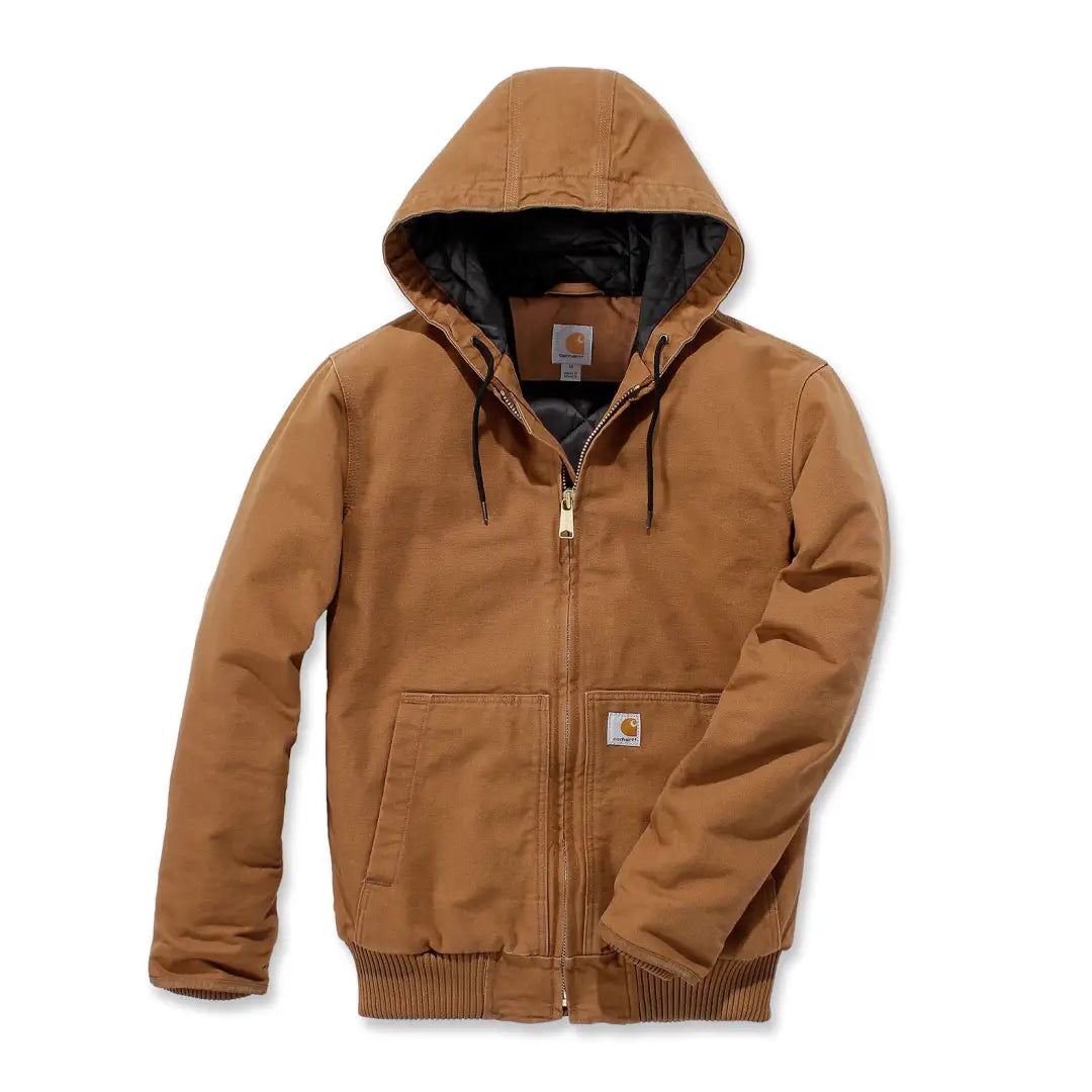 Brown hooded Carhartt jacket from Carhartt Loose Fit Washed Duck collection perfect for country clothing and hunting