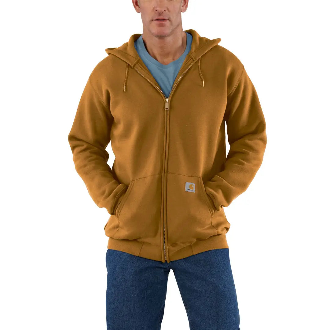 Tan Carhartt Marquette full zip hoodie with hood and pockets