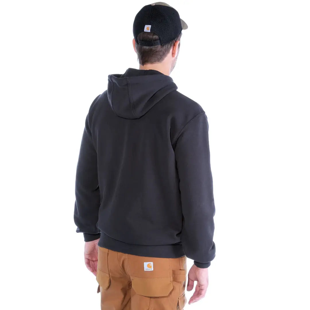 Black Carhartt Marquette logo hoodie with loose fit for hunting country clothing