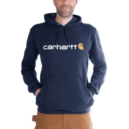 Navy blue Carhartt Marquette Logo Sweatshirt, loose fit country clothing for hunting