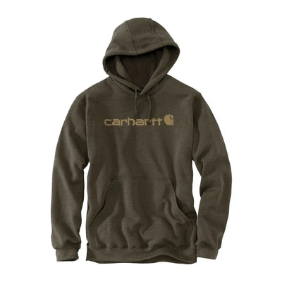 Olive green Carhartt Marquette Logo Sweatshirt, loose fit country clothing for hunting