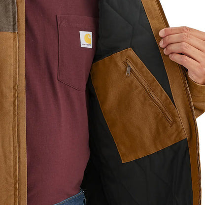 Brown jacket with pockets, relaxed fit duck insulated country clothing for hunting