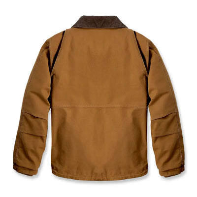 Brown Carhartt Montana Rugged Flex relaxed fit jacket with brown collar for country hunting
