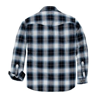 Carhartt Montana plaid shirt showing long-sleeved country clothing style