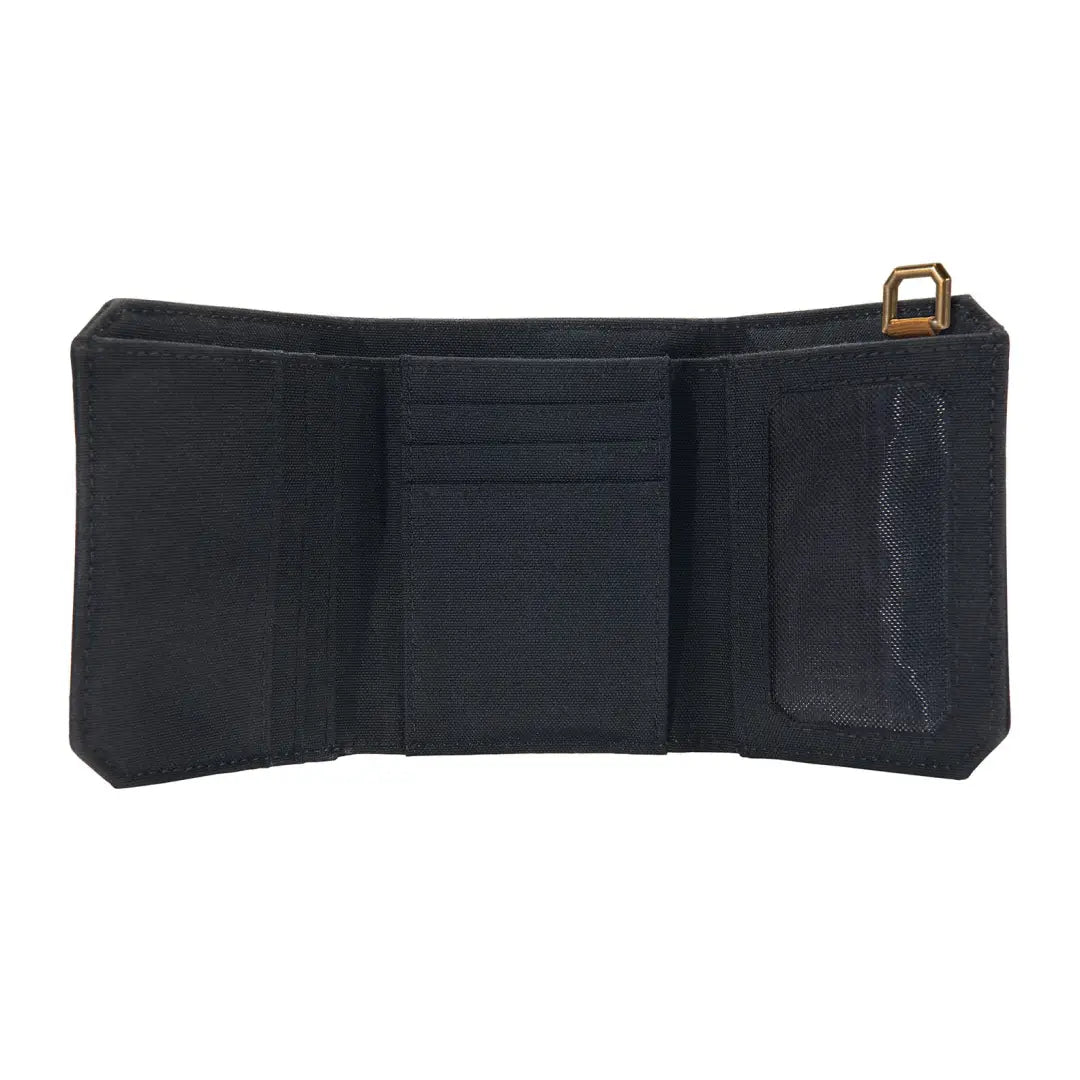 Open dark-colored Carhartt Nylon Duck Trifold Wallet perfect for country clothing and outdoors hustle