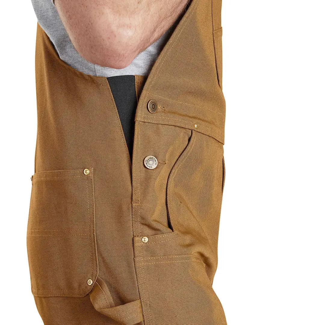 Brown Carhartt Relaxed Fit Duck Bib Overall for country clothing and outdoor hunting trips