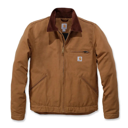 Brown Carhartt relaxed fit Detroit jacket with quilted lining and pockets