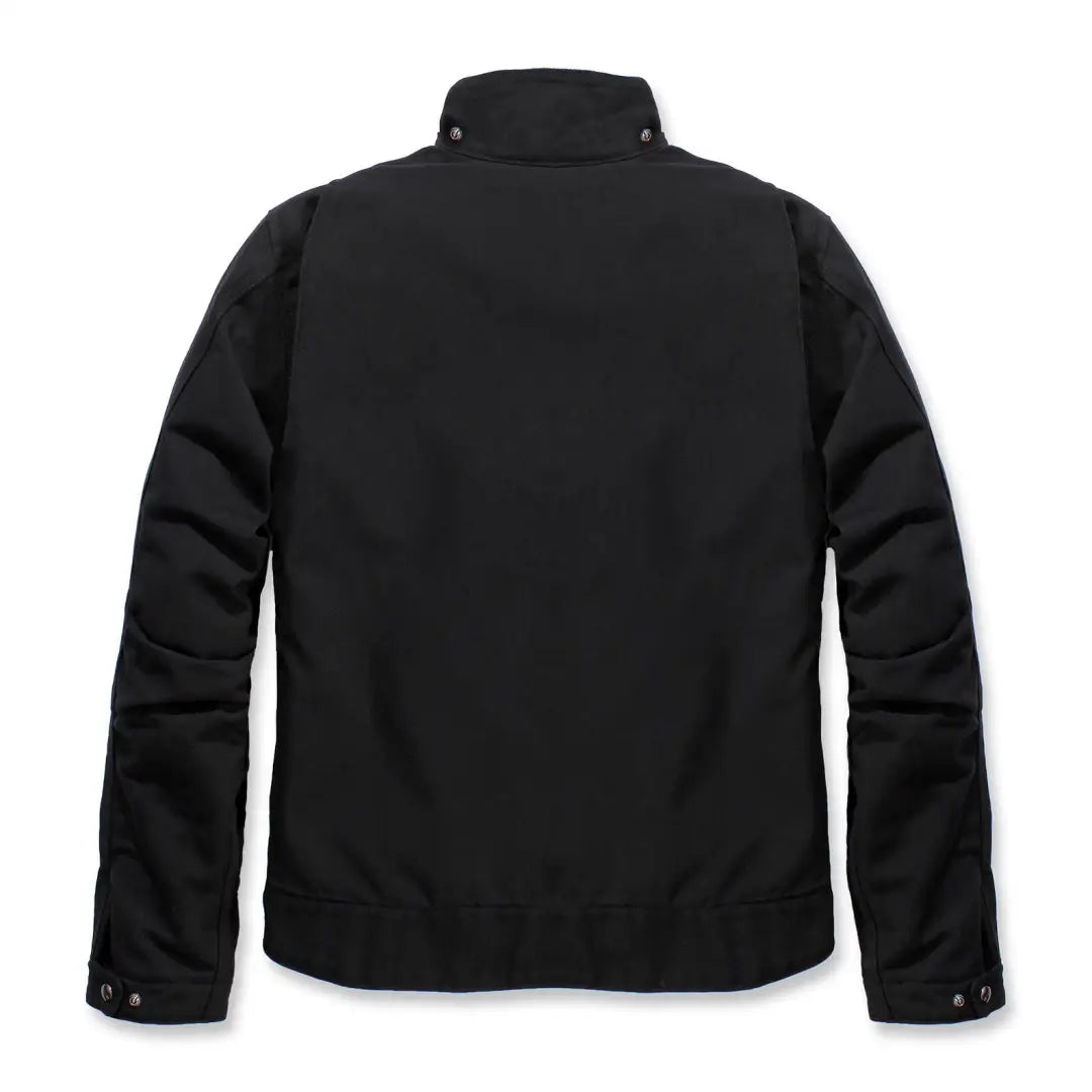 Black Carhartt relaxed fit Detroit jacket with quilted high collar and buttons