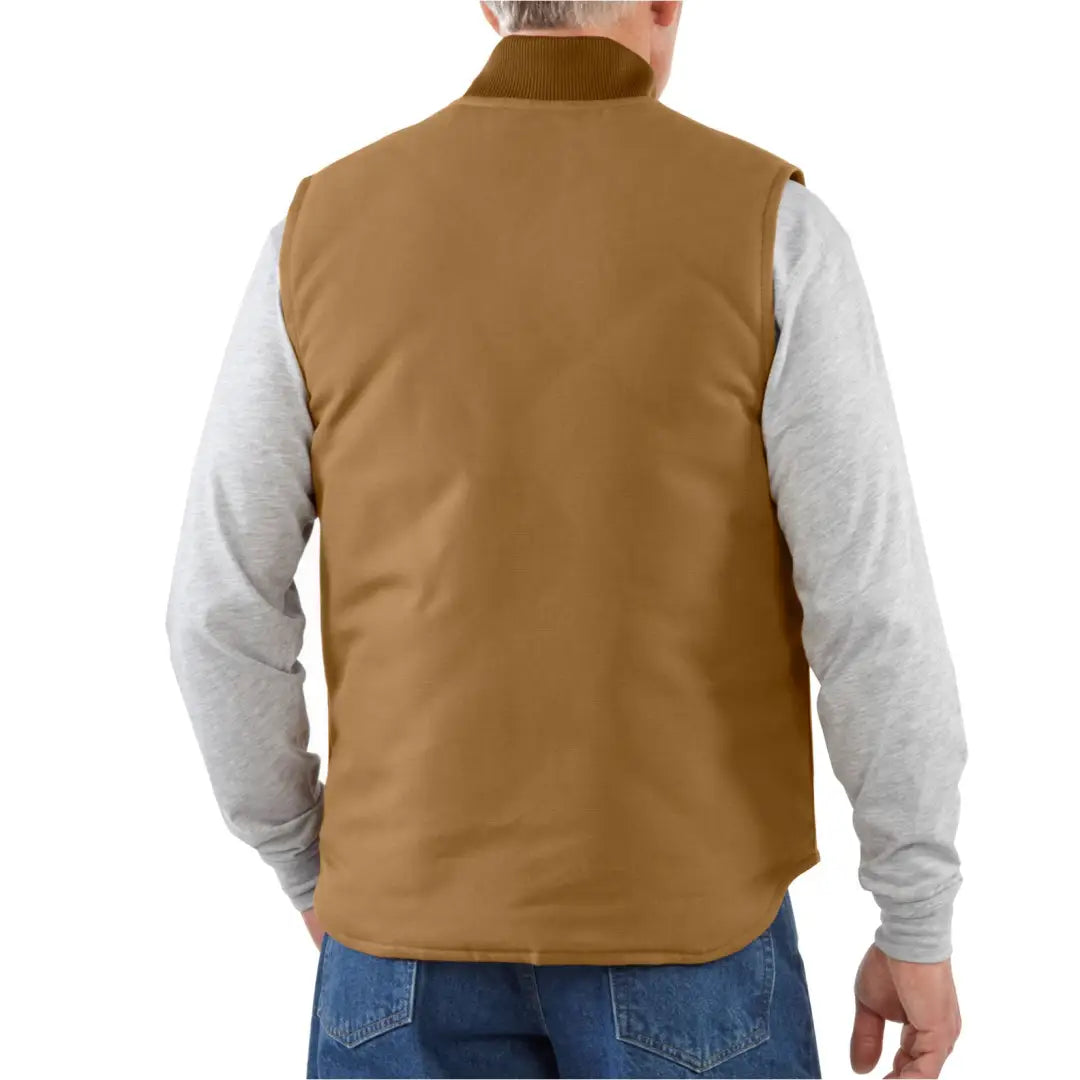 Brown Carhartt relaxed fit insulated rib collar vest in durable cotton blend