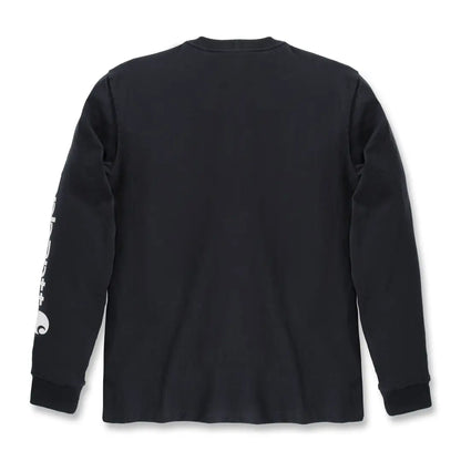 Black relaxed fit heavyweight long-sleeve country clothing hunting T-Shirt with logo graphic