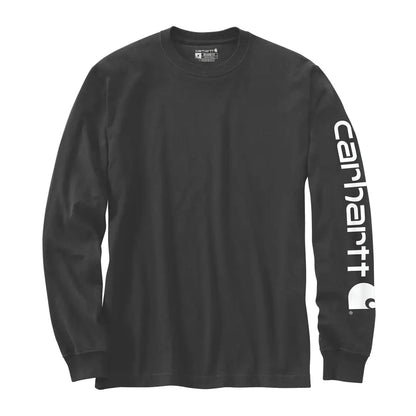 Black Carhartt relaxed fit heavy-duty long-sleeve shirt with logo for country clothing and hunting