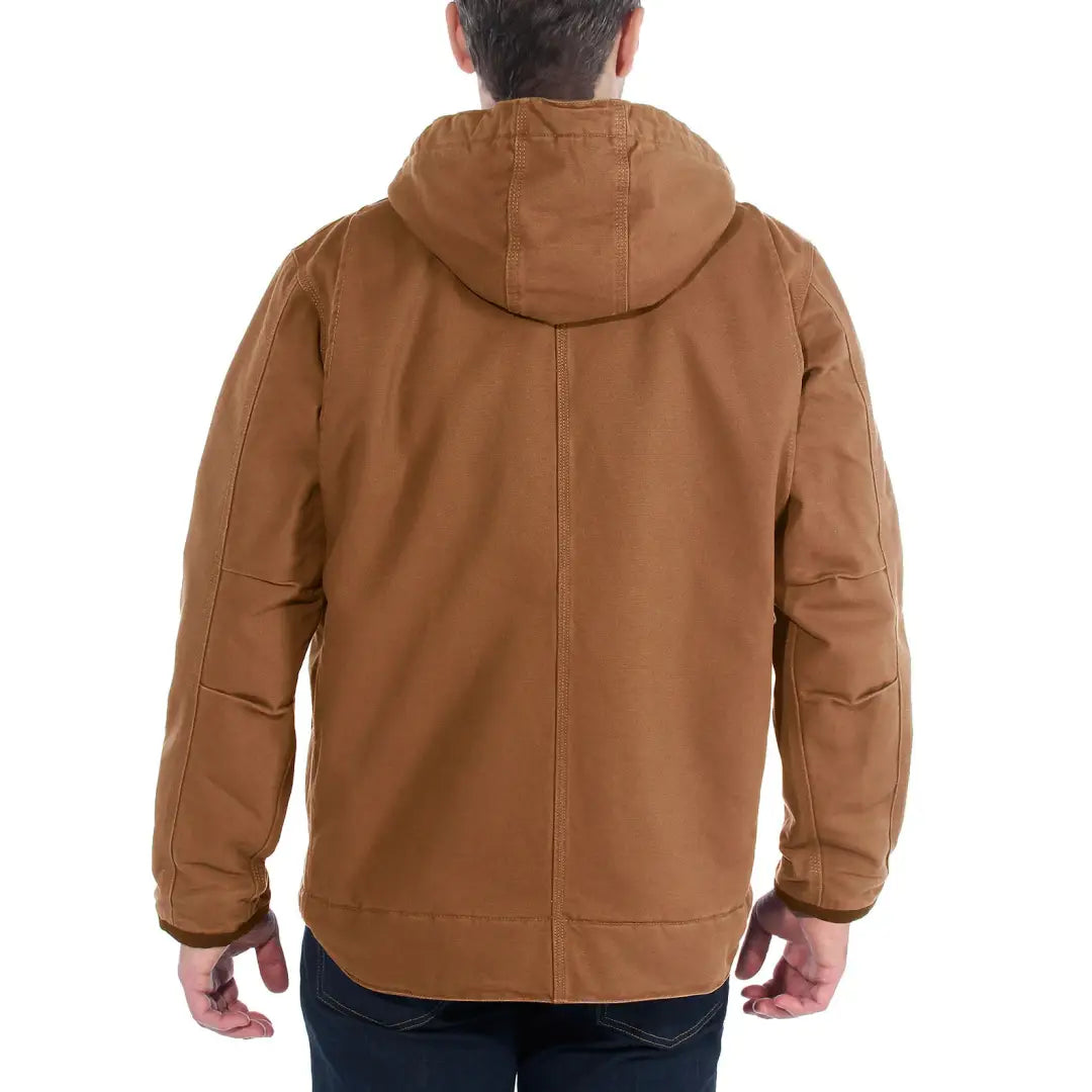 Brown hooded work jacket in relaxed fit, perfect for country clothing and hunting