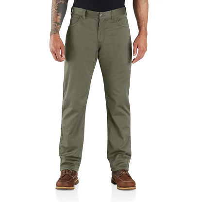 Olive green Carhartt relaxed straight lined men’s pants for comfy outdoor style