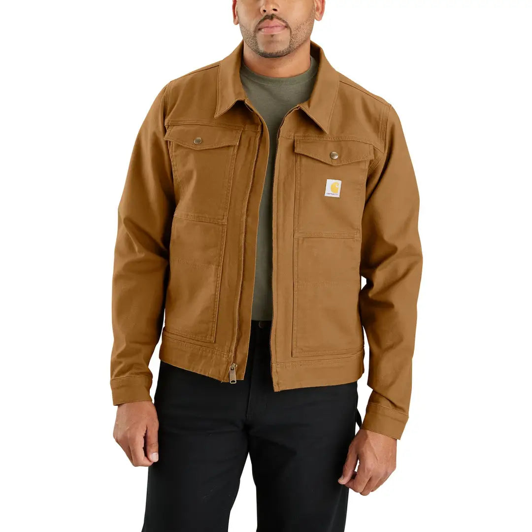 Tan Carhartt Rugged Flex Duck Berwick Jacket with chest pockets
