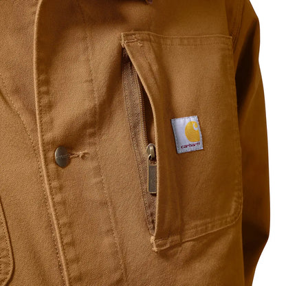 Brown Carhartt chore coat perfect for country clothing and hunting trips