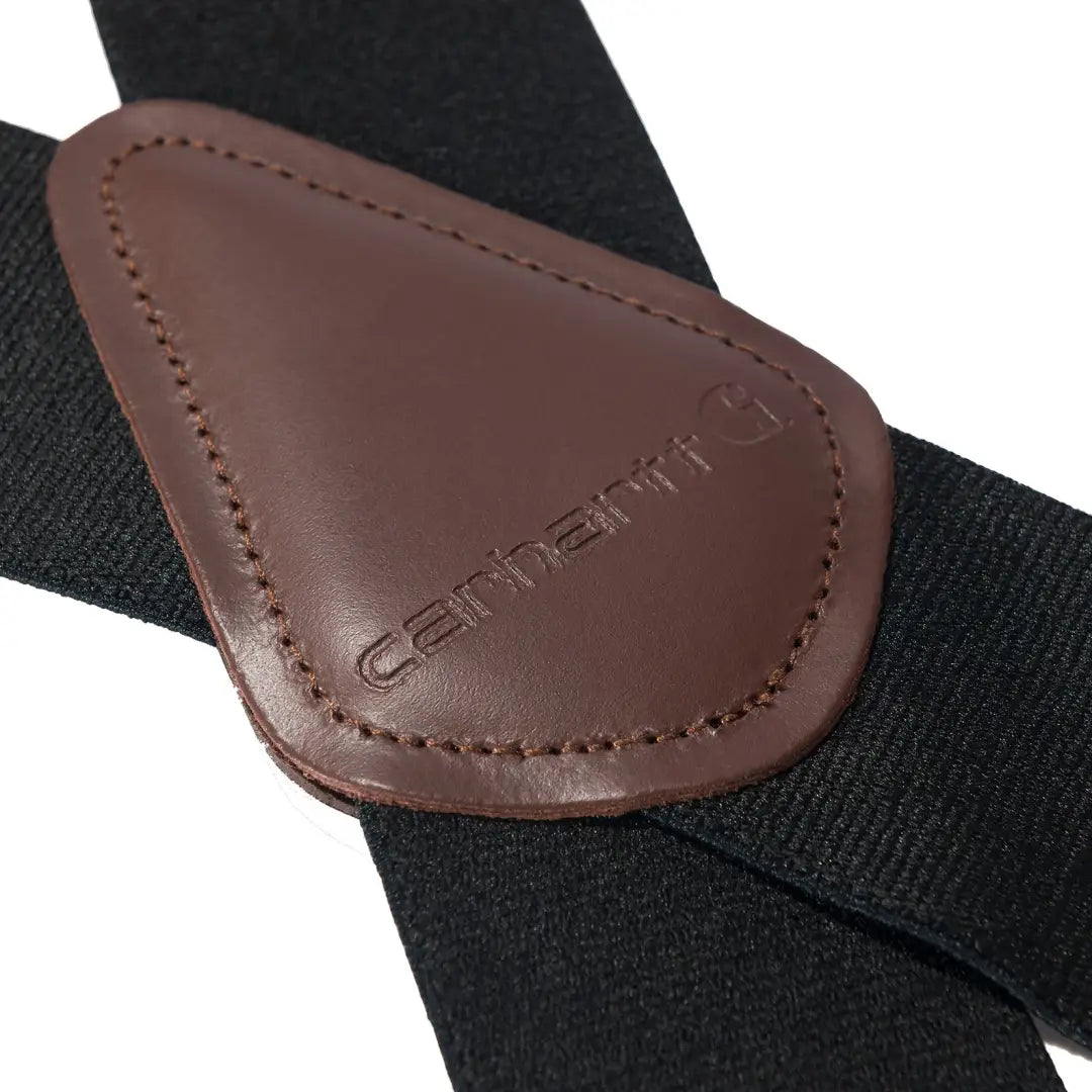 Brown leather suspender connector for Carhartt Utility Suspenders, perfect for outdoors and hunting gear