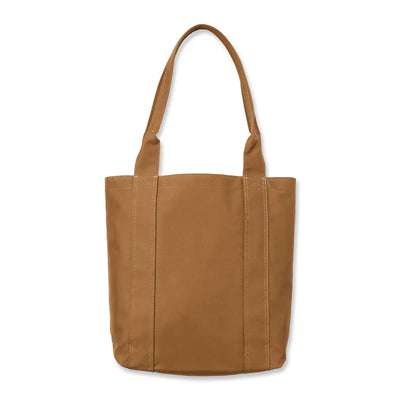 Carhartt Vertical Open Tote Bag in tan canvas with brown leather handles