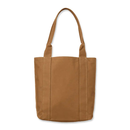 Carhartt Vertical Open Tote Bag in tan canvas with brown leather handles
