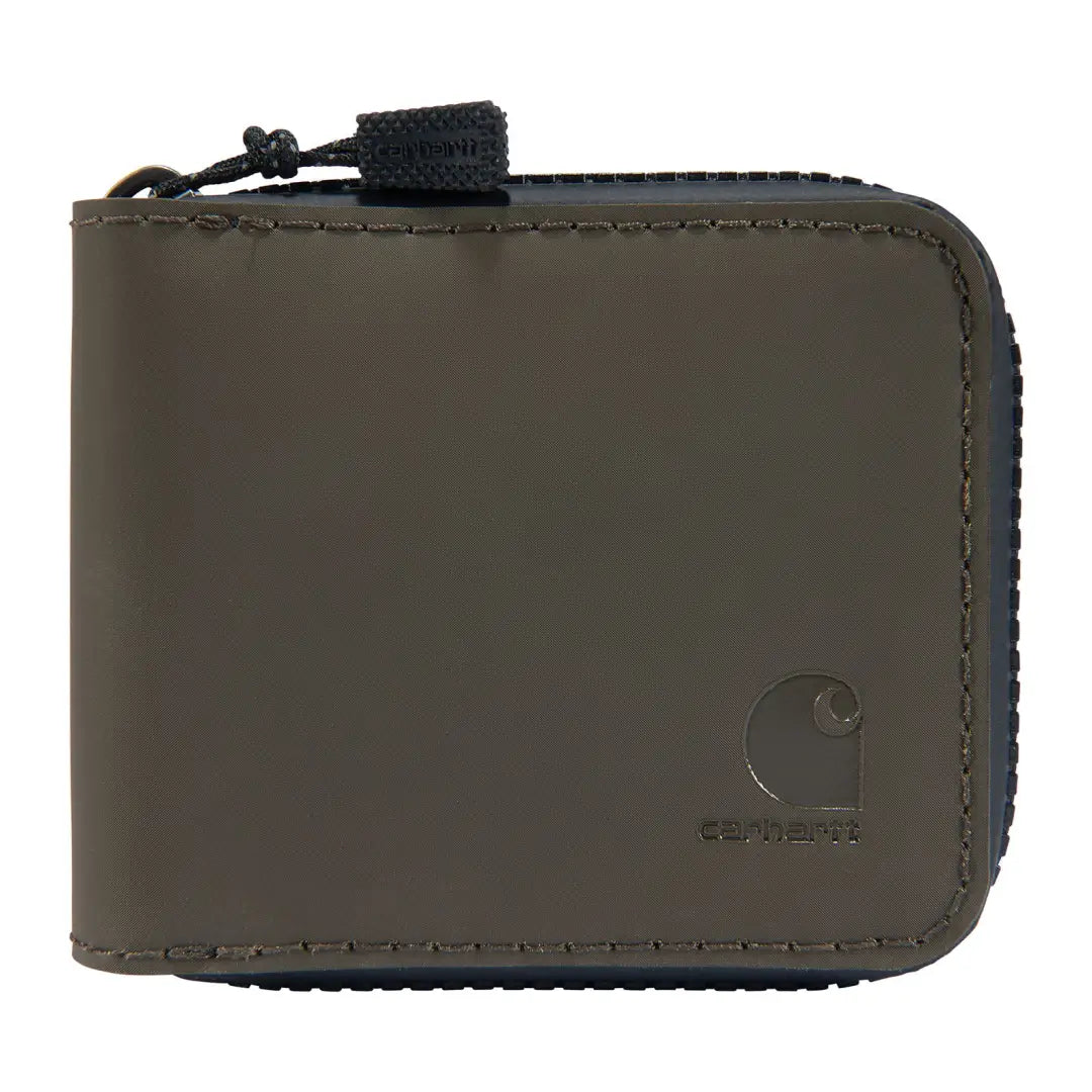Olive green zippered wallet from Carhartt, perfect for country clothing and outdoor adventures