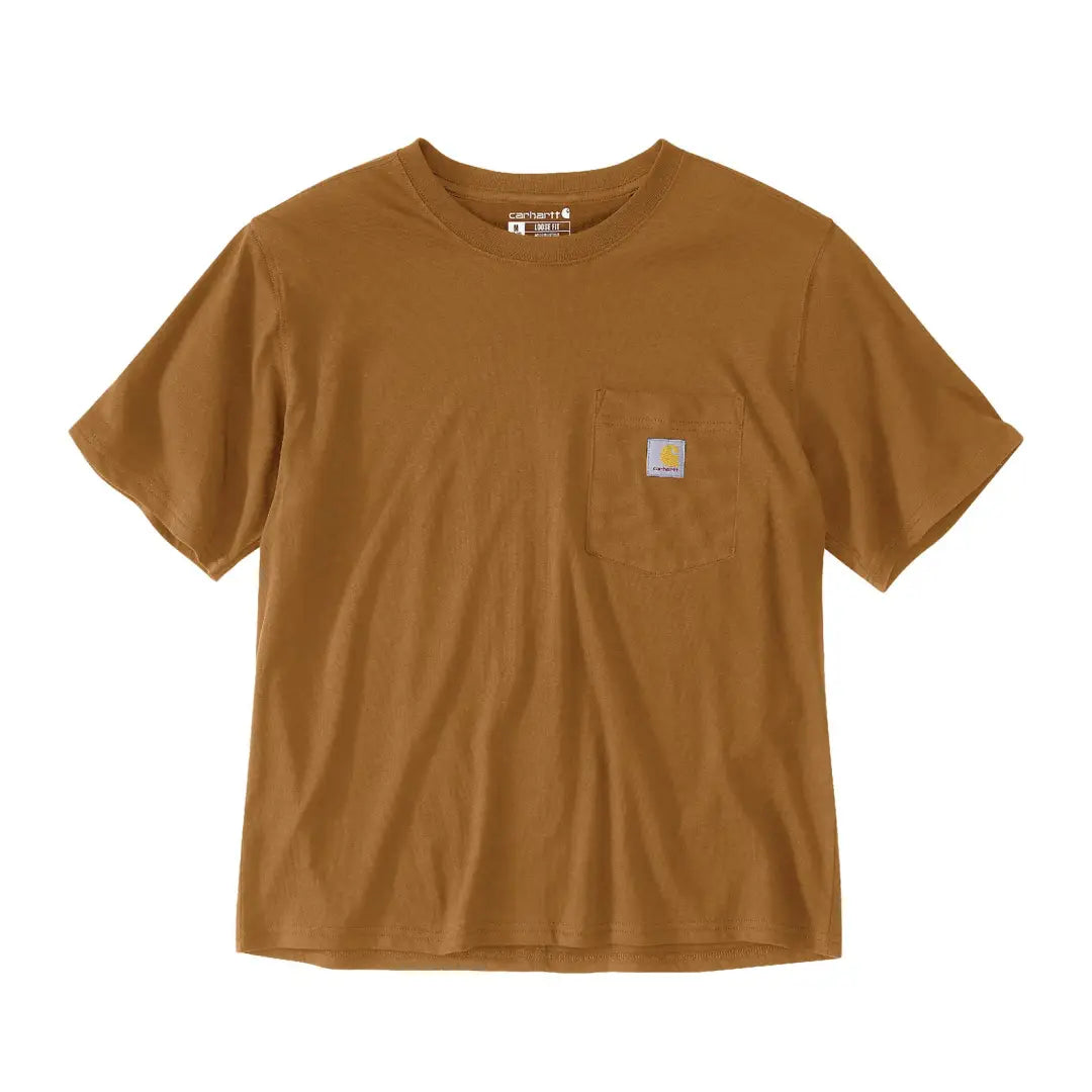 Brown Carhartt loose fit country clothing t-shirt with pocket, great for hunting style