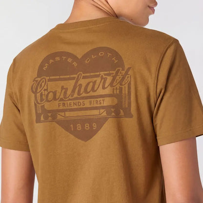 Vintage mustard Carhartt womens relaxed heritage t-shirt with outdoors heart graphic