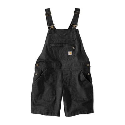 Black denim overall shorts from Carhartt Womens Rugged Flex Relaxed Fit country clothing for hunting