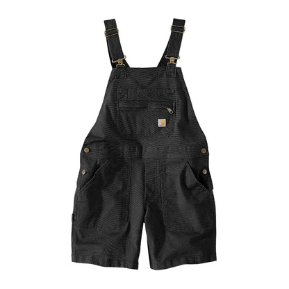 Black denim overall shorts from Carhartt Womens Rugged Flex Relaxed Fit country clothing for hunting